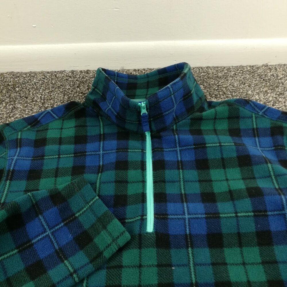 Chubbies Jacket Fleece 1/4 Zip Plaid Green Blue Mens Medium